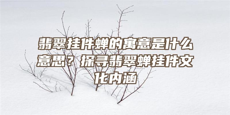 翡翠挂件蝉的寓意是什么意思？探寻翡翠蝉挂件文化内涵