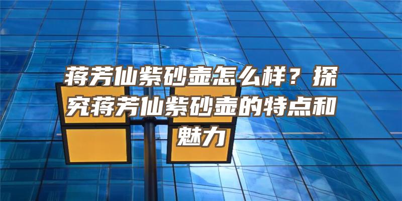 蒋芳仙紫砂壶怎么样？探究蒋芳仙紫砂壶的特点和魅力