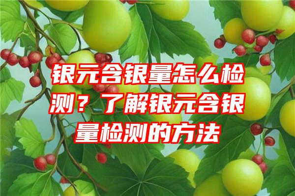 银元含银量怎么检测？了解银元含银量检测的方法