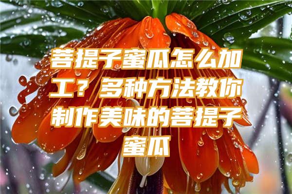 菩提子蜜瓜怎么加工？多种方法教你制作美味的菩提子蜜瓜