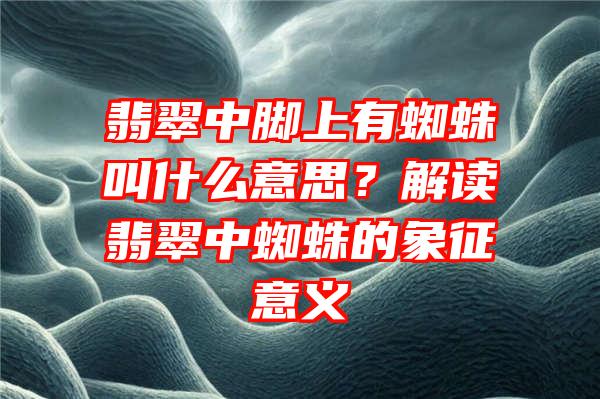 翡翠中脚上有蜘蛛叫什么意思？解读翡翠中蜘蛛的象征意义