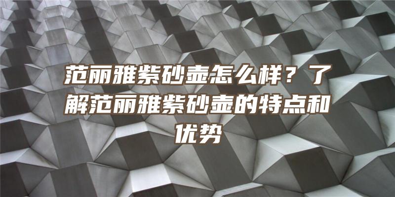 范丽雅紫砂壶怎么样？了解范丽雅紫砂壶的特点和优势