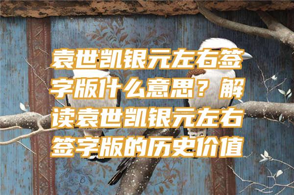 袁世凯银元左右签字版什么意思？解读袁世凯银元左右签字版的历史价值