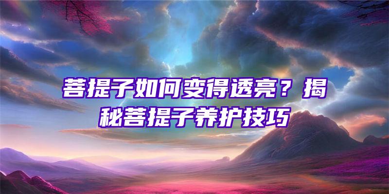 菩提子如何变得透亮？揭秘菩提子养护技巧