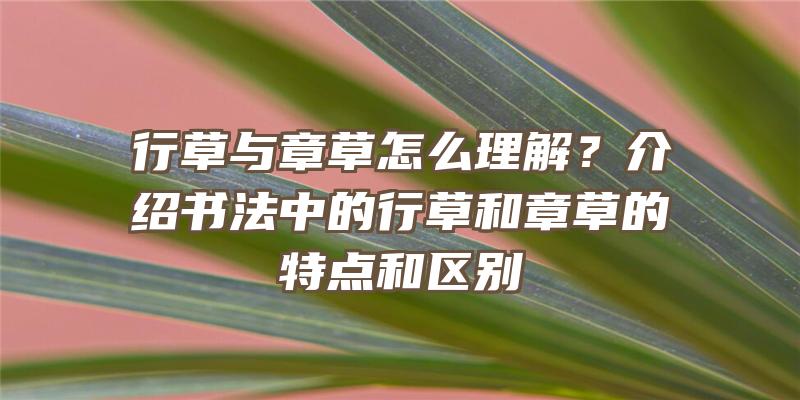 行草与章草怎么理解？介绍书法中的行草和章草的特点和区别