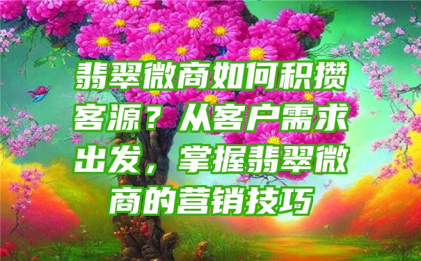 翡翠微商如何积攒客源？从客户需求出发，掌握翡翠微商的营销技巧