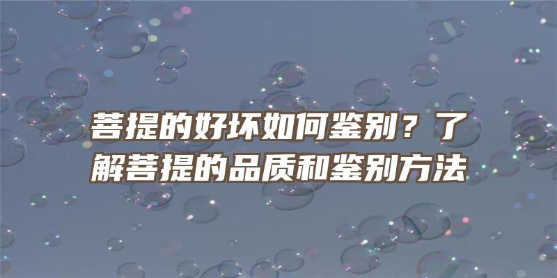 菩提的好坏如何鉴别？了解菩提的品质和鉴别方法