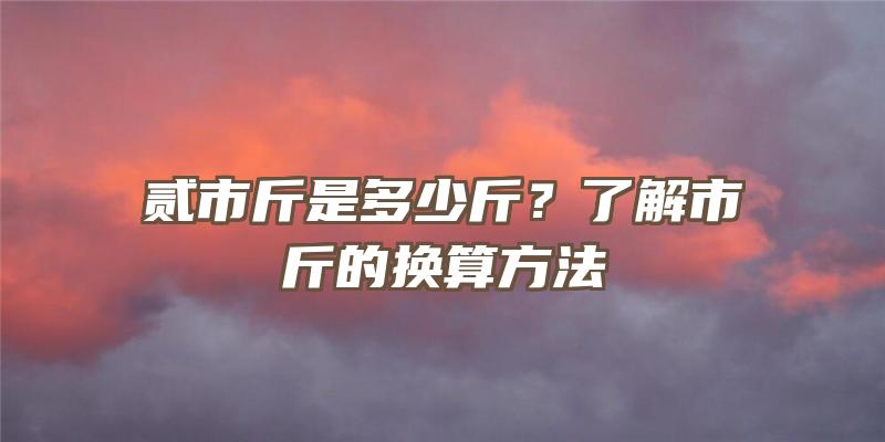 贰市斤是多少斤？了解市斤的换算方法