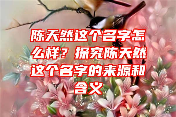 陈天然这个名字怎么样？探究陈天然这个名字的来源和含义