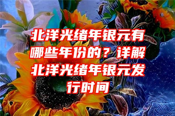 北洋光绪年银元有哪些年份的？详解北洋光绪年银元发行时间