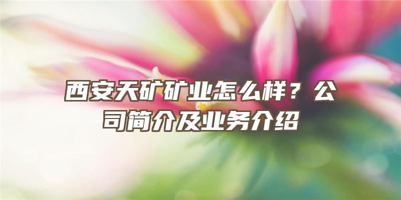 西安天矿矿业怎么样？公司简介及业务介绍