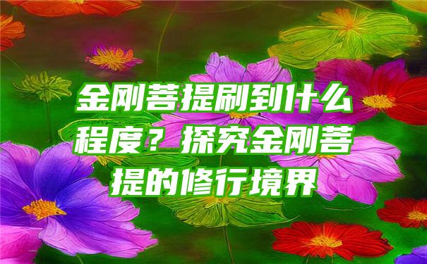 金刚菩提刷到什么程度？探究金刚菩提的修行境界