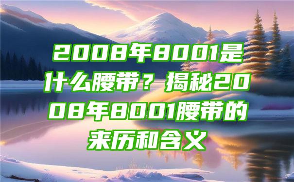 2008年8001是什么腰带？揭秘2008年8001腰带的来历和含义