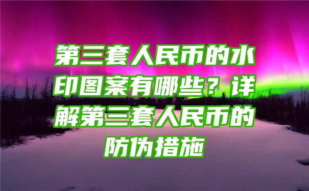 第三套人民币的水印图案有哪些？详解第三套人民币的防伪措施