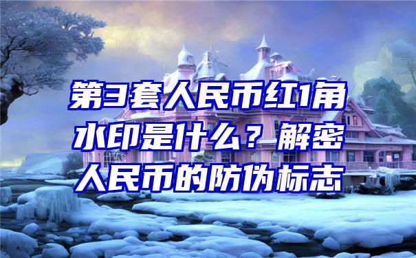 第3套人民币红1角水印是什么？解密人民币的防伪标志