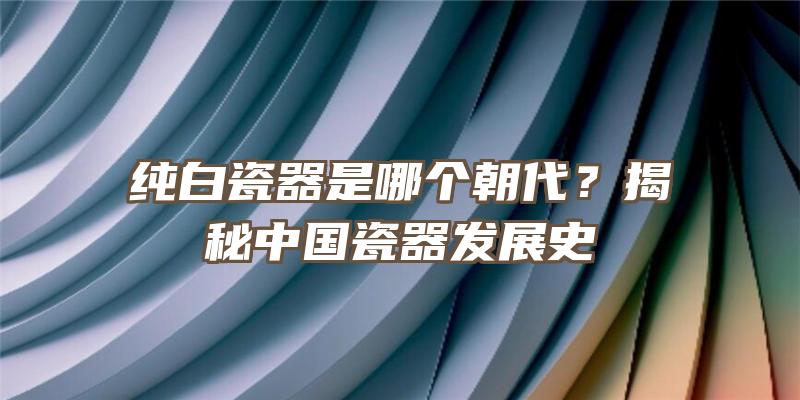 纯白瓷器是哪个朝代？揭秘中国瓷器发展史