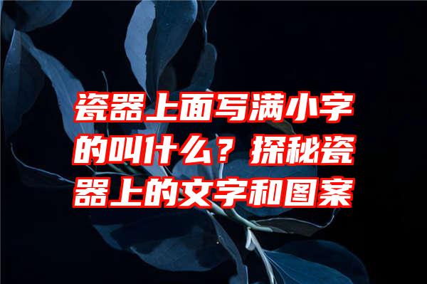 瓷器上面写满小字的叫什么？探秘瓷器上的文字和图案