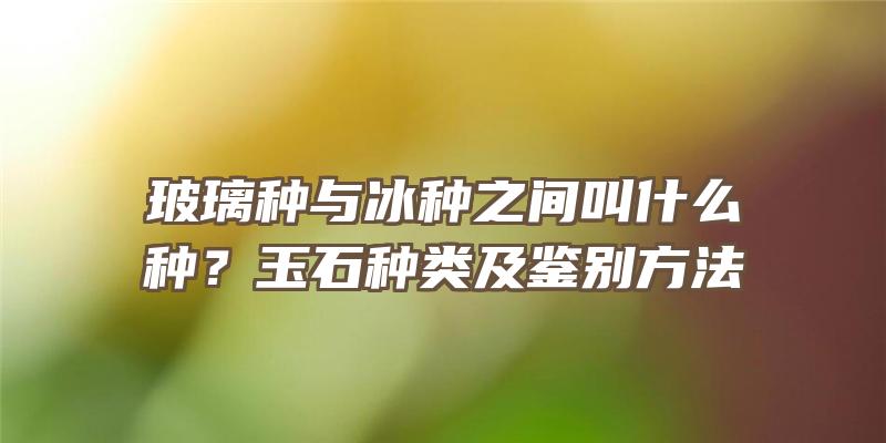 玻璃种与冰种之间叫什么种？玉石种类及鉴别方法