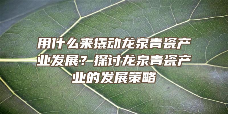 用什么来撬动龙泉青瓷产业发展？探讨龙泉青瓷产业的发展策略