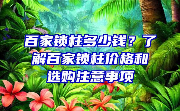 百家锁柱多少钱？了解百家锁柱价格和选购注意事项