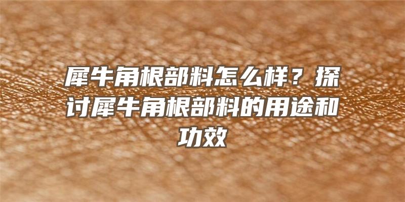 犀牛角根部料怎么样？探讨犀牛角根部料的用途和功效