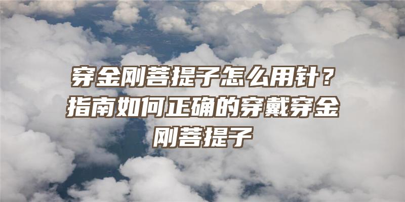 穿金刚菩提子怎么用针？指南如何正确的穿戴穿金刚菩提子