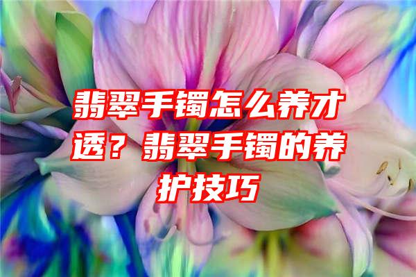 翡翠手镯怎么养才透？翡翠手镯的养护技巧