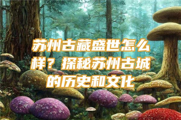 苏州古藏盛世怎么样？探秘苏州古城的历史和文化