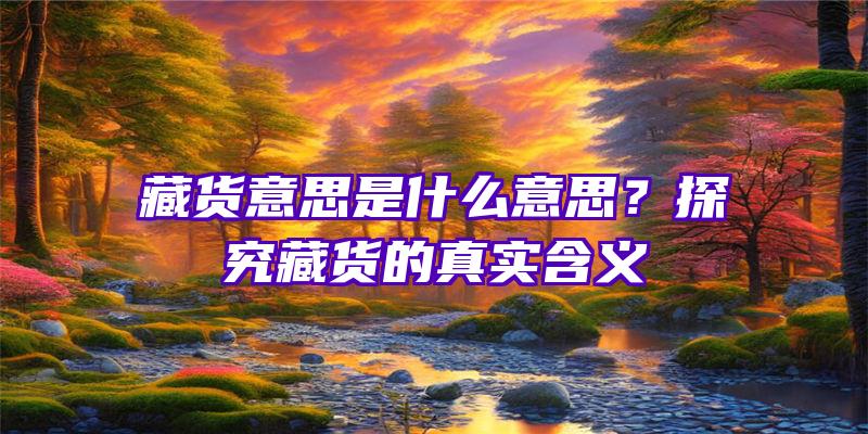 藏货意思是什么意思？探究藏货的真实含义