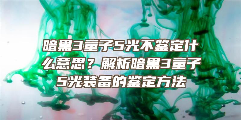 暗黑3童子5光不鉴定什么意思？解析暗黑3童子5光装备的鉴定方法