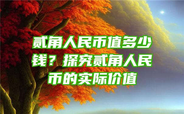 贰角人民币值多少钱？探究贰角人民币的实际价值