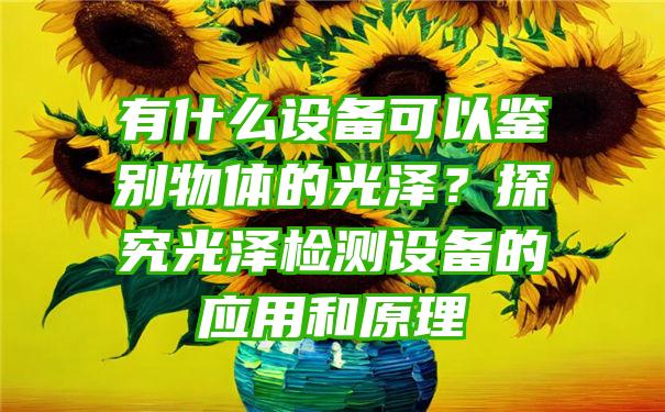 有什么设备可以鉴别物体的光泽？探究光泽检测设备的应用和原理