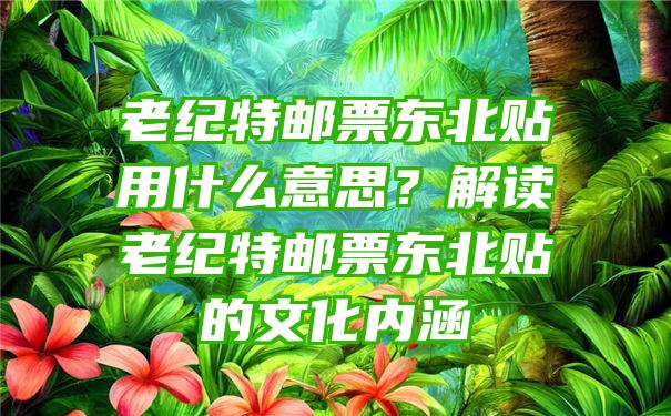 老纪特邮票东北贴用什么意思？解读老纪特邮票东北贴的文化内涵