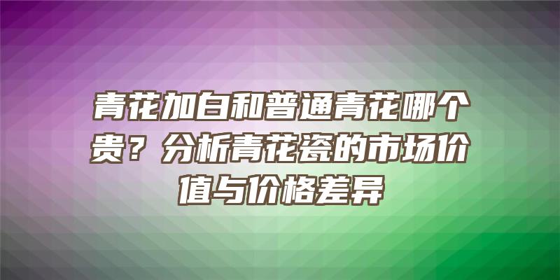 青花加白和普通青花哪个贵？分析青花瓷的市场价值与价格差异