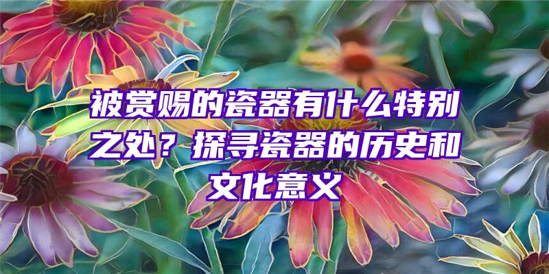 被赏赐的瓷器有什么特别之处？探寻瓷器的历史和文化意义