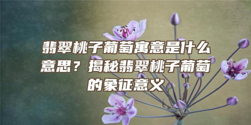 翡翠桃子葡萄寓意是什么意思？揭秘翡翠桃子葡萄的象征意义