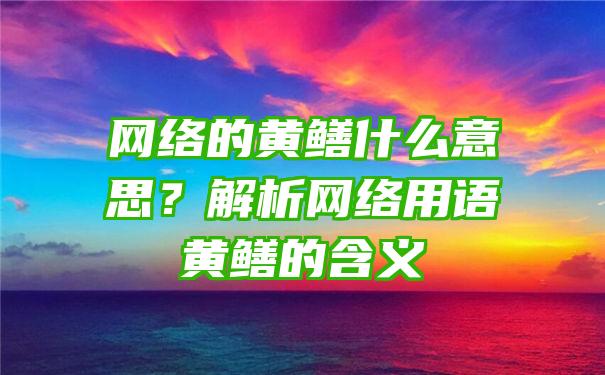 网络的黄鳝什么意思？解析网络用语黄鳝的含义