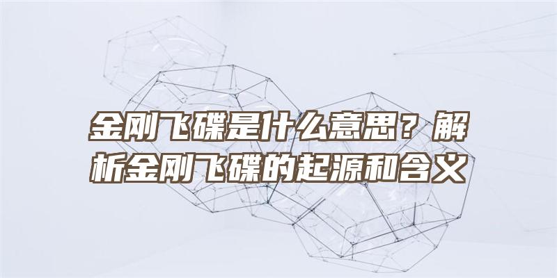 金刚飞碟是什么意思？解析金刚飞碟的起源和含义