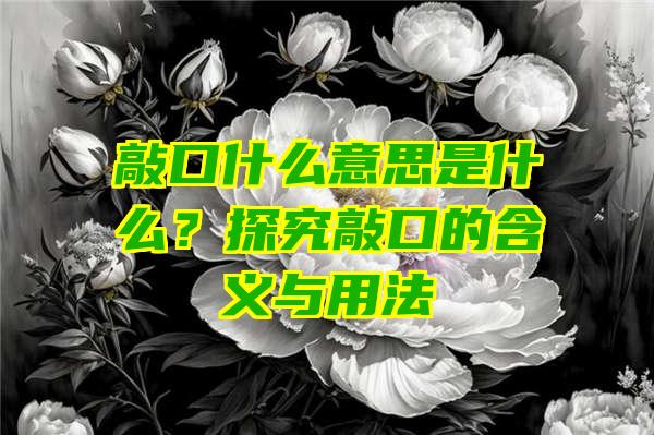 敲口什么意思是什么？探究敲口的含义与用法