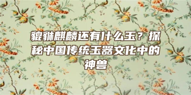 貔貅麒麟还有什么玉？探秘中国传统玉器文化中的神兽