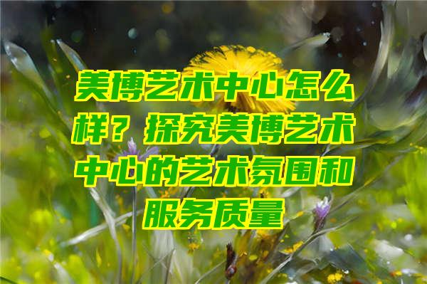 美博艺术中心怎么样？探究美博艺术中心的艺术氛围和服务质量