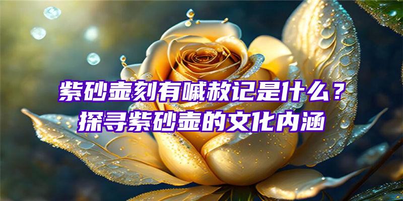 紫砂壶刻有嘁赦记是什么？探寻紫砂壶的文化内涵