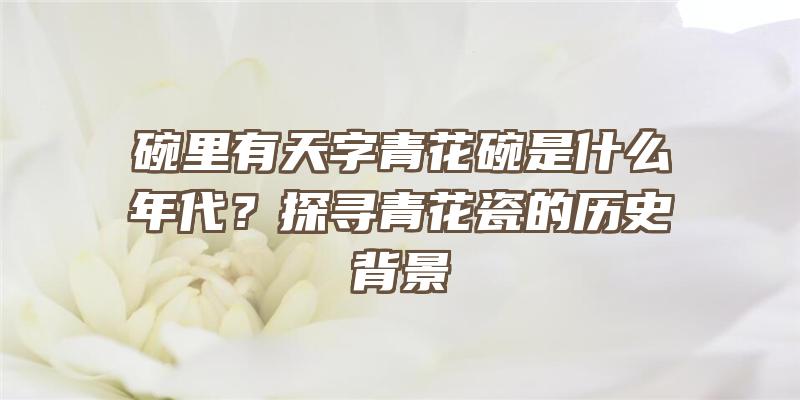 碗里有天字青花碗是什么年代？探寻青花瓷的历史背景