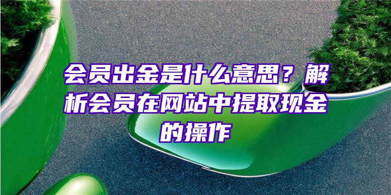 会员出金是什么意思？解析会员在网站中提取现金的操作