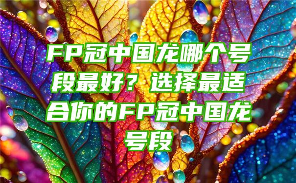 FP冠中国龙哪个号段最好？选择最适合你的FP冠中国龙号段