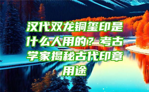 汉代双龙铜玺印是什么人用的？考古学家揭秘古代印章用途