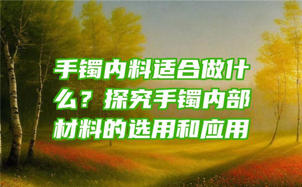 手镯内料适合做什么？探究手镯内部材料的选用和应用