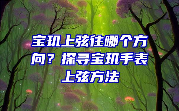 宝玑上弦往哪个方向？探寻宝玑手表上弦方法