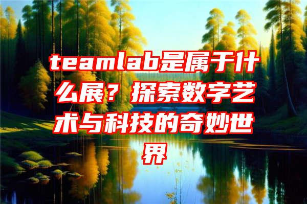 teamlab是属于什么展？探索数字艺术与科技的奇妙世界