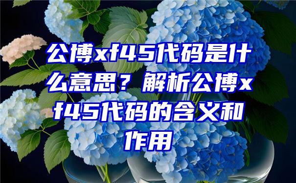 公博xf45代码是什么意思？解析公博xf45代码的含义和作用